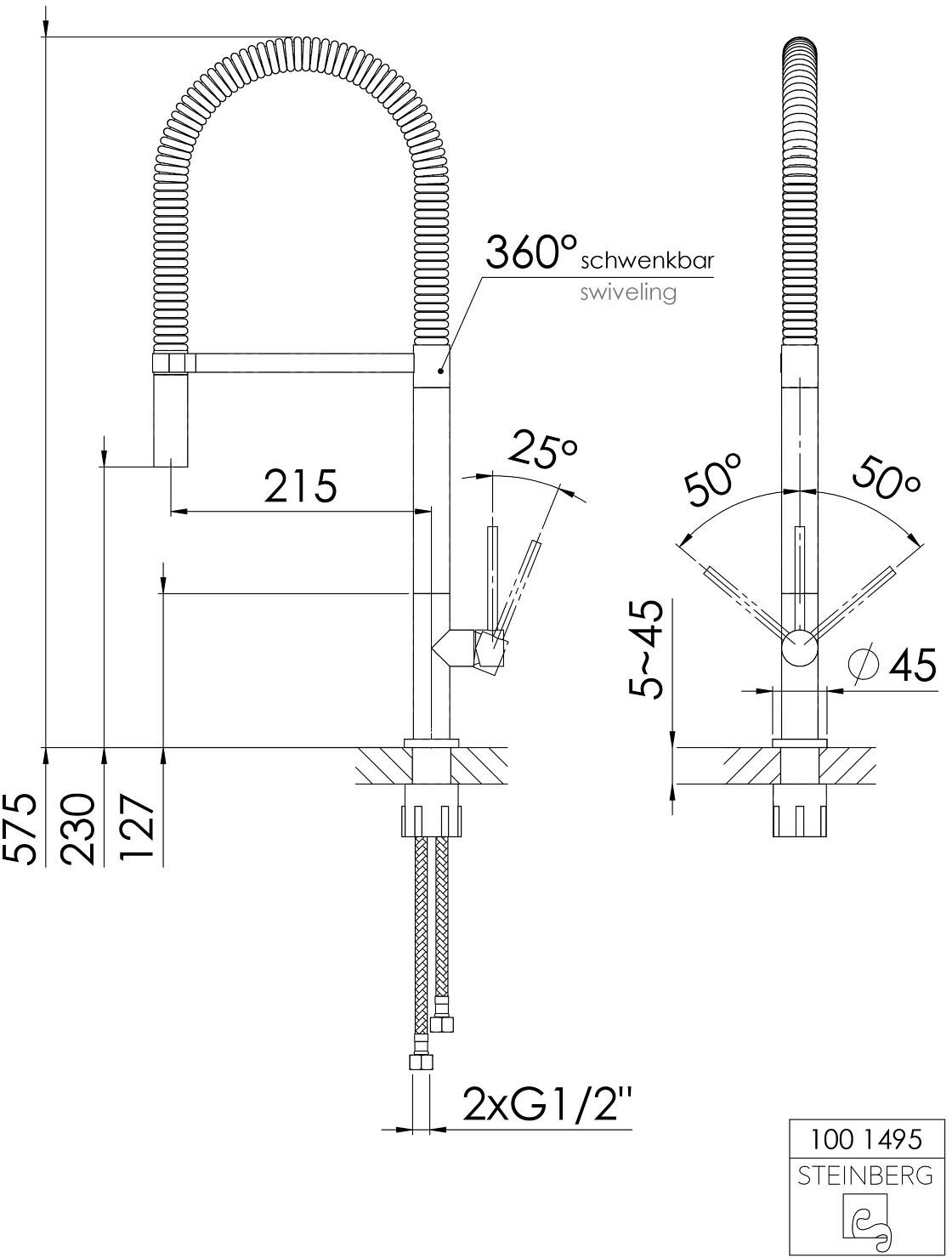 Steinberg Serie 100 Spültisch-Einhebelmischer