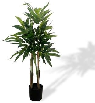 XBrand 35.4-Inch Artificial Bamboo Plant - Realistic Indoor Faux Plant with Adjustable Branches and Cement-Stabilized Pot