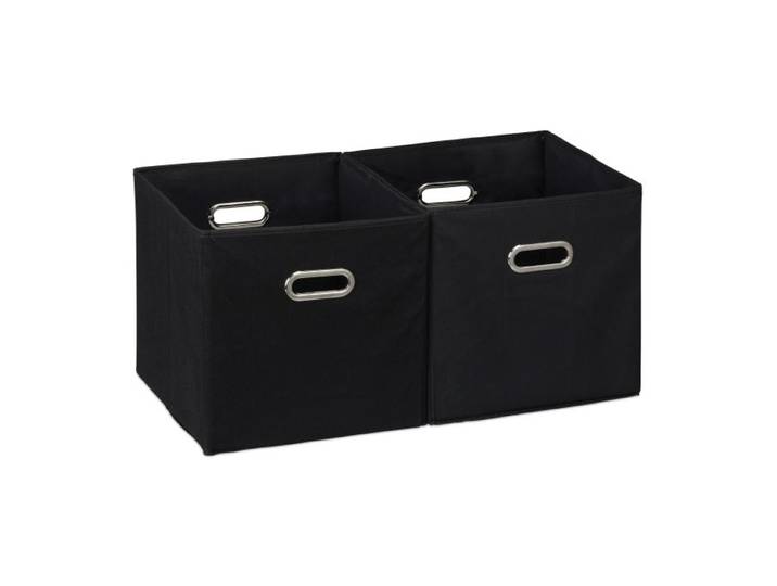 Relaxdays 4 x Boîtes de rangement tissu noires