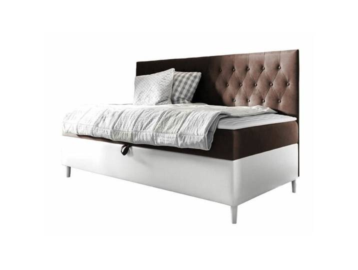 Lit - Baltimore 166 - Faux cuir - Avec ressorts (bonnell) - Marron