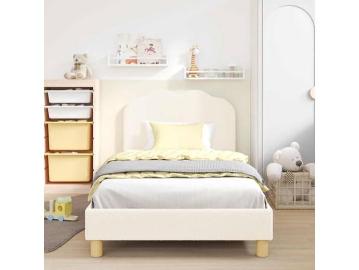 KTHLBRH Bettgestell 80 x 200 cm mit Kopfteil, Farbe Creme Konstruiertes Holz, niedriges Profil-Design, einfache Montage, max. Gewicht 140 kg