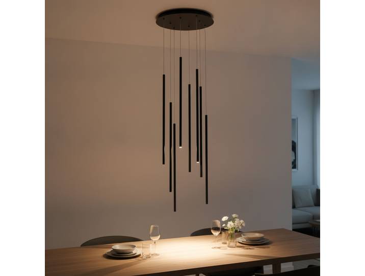 Design hanglamp Elettra 8-lichts zwart Lyora - 110177