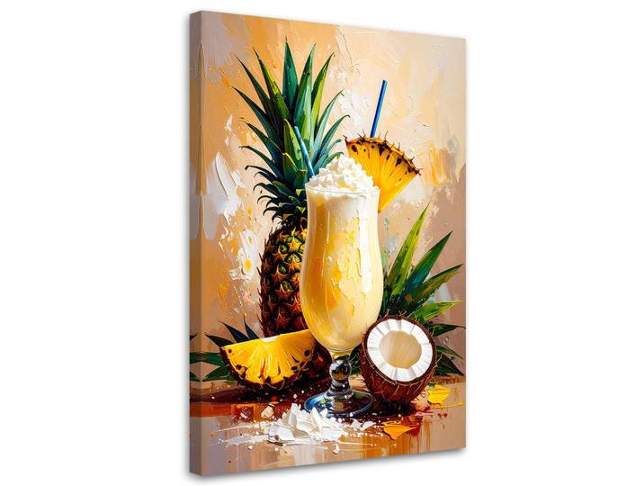 Feeby Leinwandbild Pina Colada Tropisch 60x90cm, Beige, Essen/Getränk, Rechteckig, 60x90 cm, Bilder & Rahmen, Bilder, Leinwandbilder
