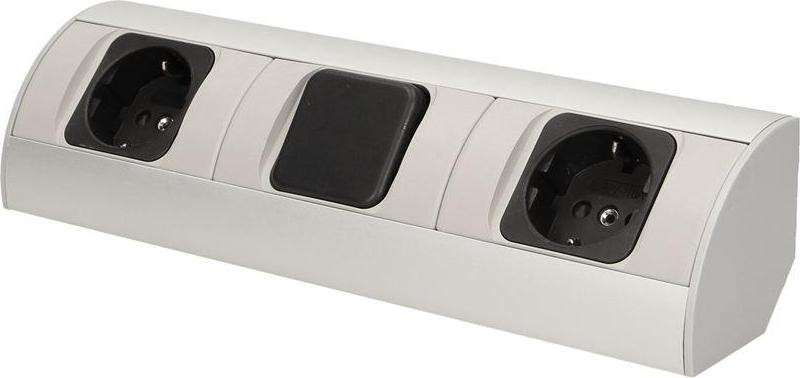 ORNO Onderkast-stopcontact voor meubels, 2x230V met schakelaar, Schuko, OR-AE-1304(GS)