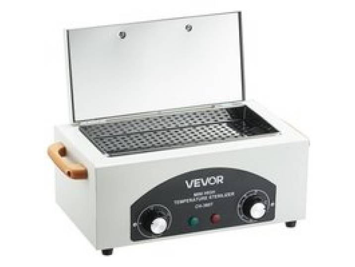 VEVOR Stérilisateur à Air Chaud 2 L 300 W, Boîte de Désinfection à Haute Température, Température et Durée Réglables, pour Nettoyage des Outils d'Onglerie, Labo, Maison, Salon de Manucure et de Beauté