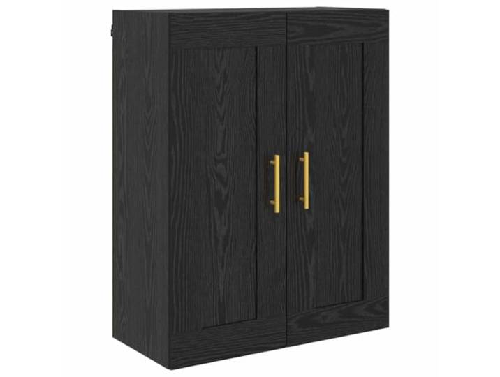 Wandschrank Schwarz Eichen-Optik 69,5 x 34 x 90 cm Holzwerkstoff Schwebend, goldene Touch-Griffe, robuste Struktur, viel Stauraum, kompaktes Format