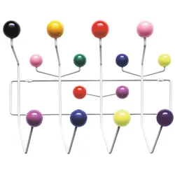 Vitra Wandgarderobe Hang it all Holzkugeln bunt mehrfarbig, Designer Charles & Ray Eames, 50x37x17 cm