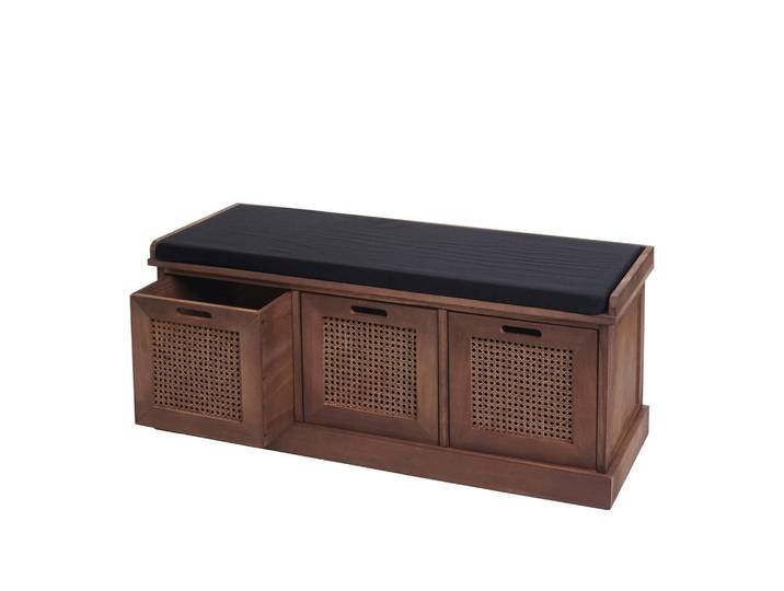Jamb Sitzbank Aufbewahrungsboxen Schwarz, Holz, 110x47x40 cm, Esszimmer, Bank, Sitzbänke
