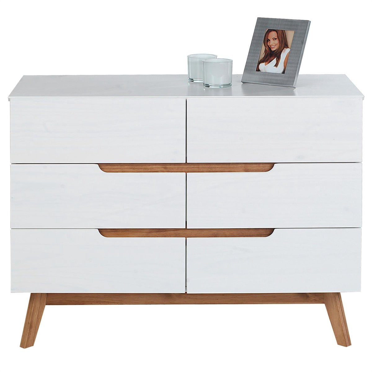 IDIMEX Sideboard TIBOR met 6 lades - Wit - Scandinavisch design