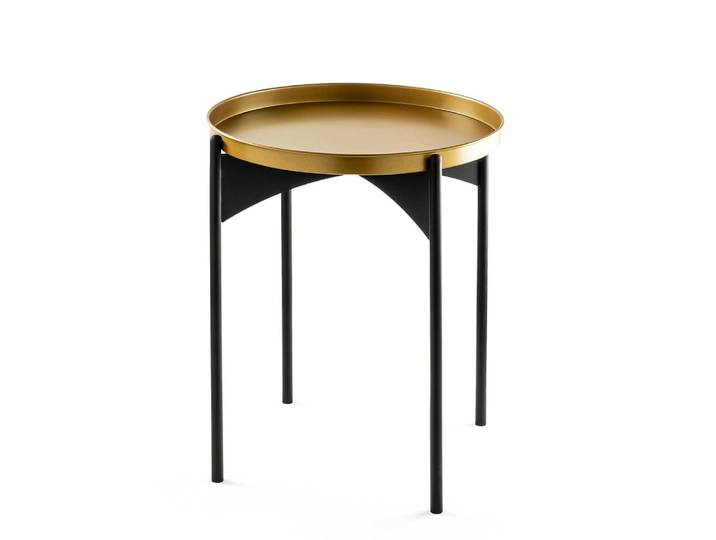 Bout de canapé rond plateau doré design