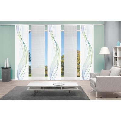 Schiebegardine VISION S "5ER SET HEIGHTS" Gr. 1, blau (blau, grün), B:60cm H:260cm, Polyester, Gardinen, HxB: 260x60, Schiebevorhang 5er Set Digitaldruck