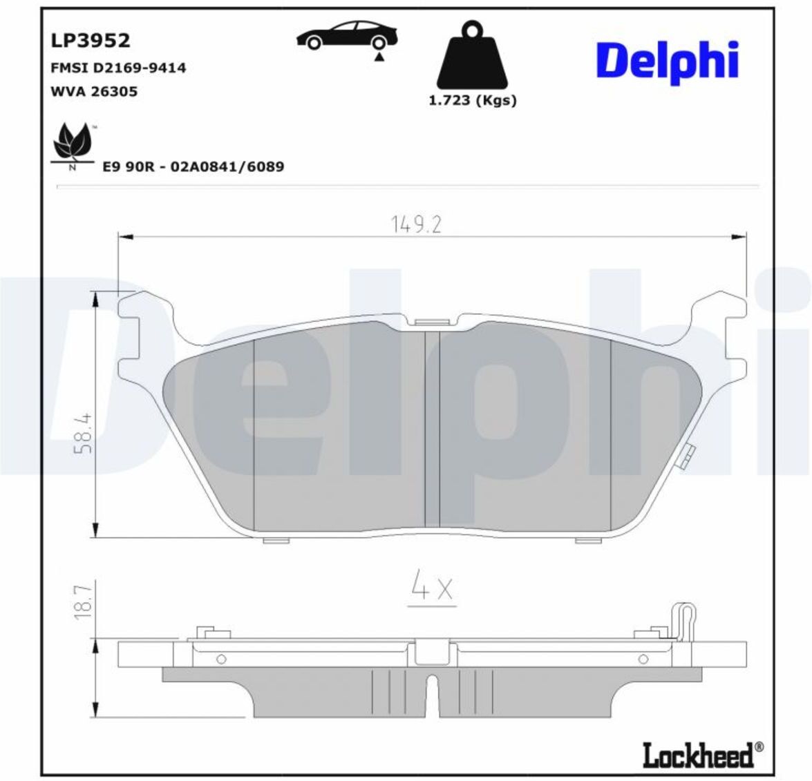 Bremsbelagsatz DELPHI LP3952