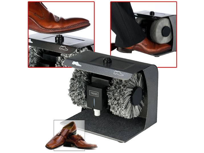 Schuhputzmaschine mit zwei Bürsten, Schuhcremespender, 90 Watt