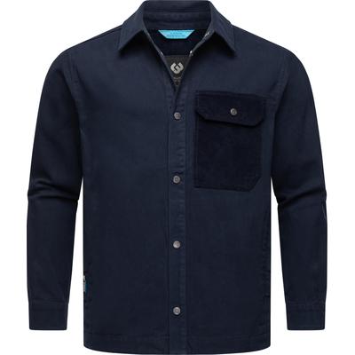 Outdoorhemd RAGWEAR "Garwend", Herren, Gr. M (50), Normalgrößen, blau (navy), Material: 100% Baumwolle, gerade Po-bedeckend, hoch geschlossener Ausschnitt, Krempelärmel,mit Knöpfen,Ärmel mit Ärmelschlitz abgesteppte Kante mit Knöpfen, Hemden,...