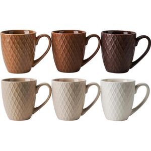 Miamio Kaffeebecher Palmanova, 400ml, Keramik, beige / weiß, 6 Stück