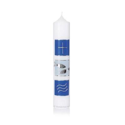 Wiedemann Kerzen Taufkerze Jungen verziert 265 x 50 mm, mit individueller Namensverzierung