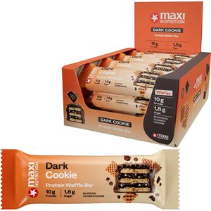 MaxiNutrition Proteinriegel Waffle Bar, 12 Riegel, Dark Cookie Spread, je 39 g, pro Riegel 10 g Protein