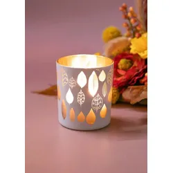 Piazza Blatt Votivglas 7cm creme/gold