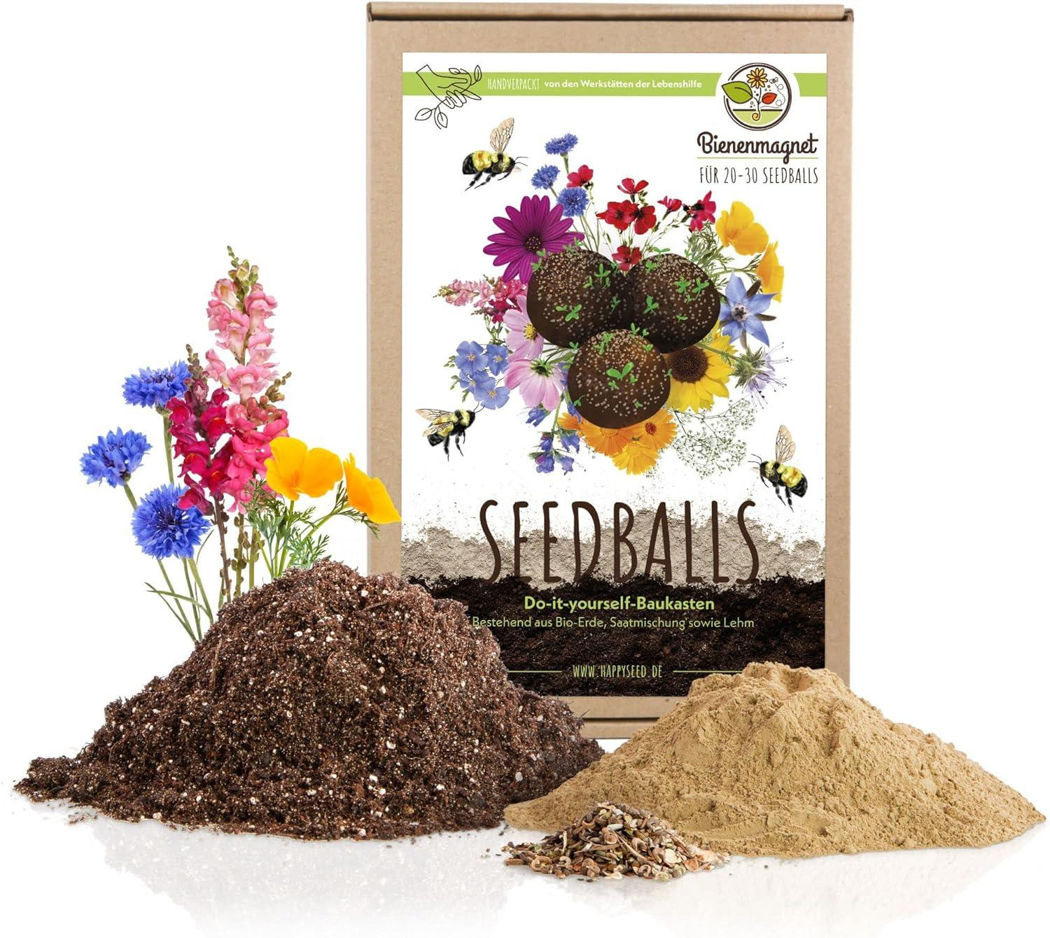Seed Bombs Kit met 20-30 zaadbommen voor een kleurrijke bloemenweide in jouw tuin