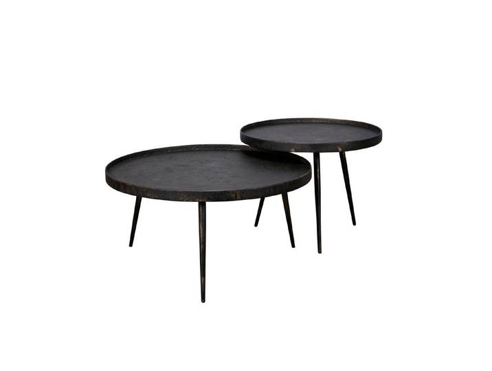Villa Möbel Couchtisch Metallic (1 Tisch, 2-St), Rundes Couchtisch Set in moderner grauer Metalloptik