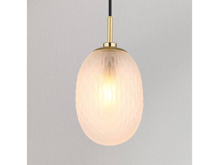 Suspension Devin - Type C Ø 15cm Blanc/Doré/Blanc Tissu mélangé LED E14