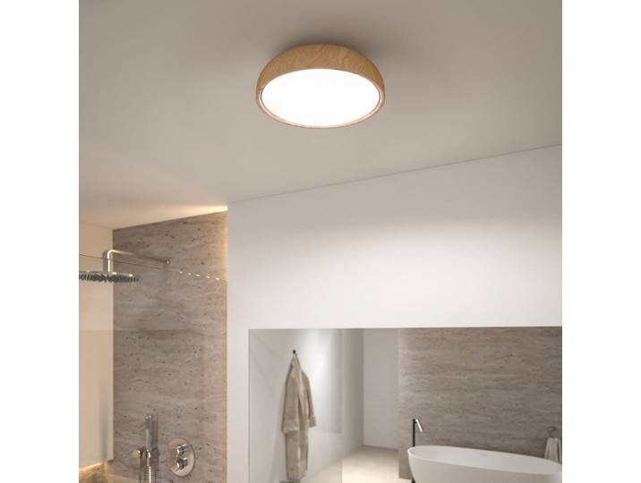 Oka LED Deckenleuchte IP44 Weiß/Holz - Paulmann - Badezimmer - Modern - Kunststoff - Rund