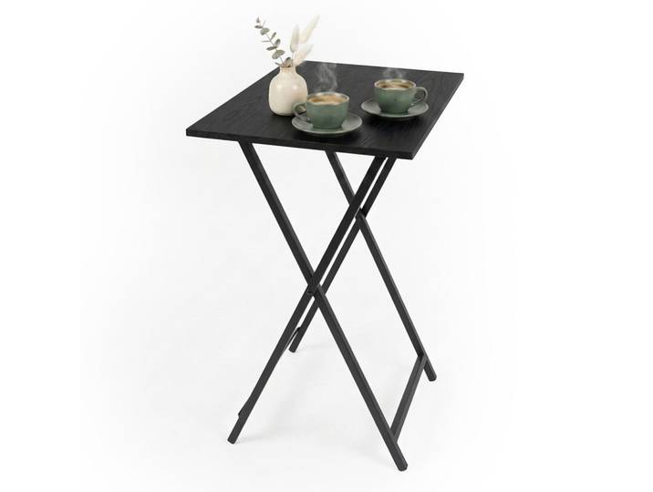 Relaxdays Beistelltisch Schwarz klappbar 66,5x48x36 cm, Metall, Holzwerkstoff, 48x66.5x36 cm, Wohnzimmer, Wohnzimmertische, Beistelltisch