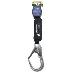 3M DBI-SALA Nano-Lok hitzeresistentes Höhensicherungsgerät, Länge: 2 m, Kunststoffgehäuse, Stahl Twist-Lock Karabiner am Gehäuse Öffnungsweite 19 mm, Aluminium-Gerüsthaken Öffnungsweite 57 mm am Gurtband, RFID Tag für Inspektion, 2,0 m