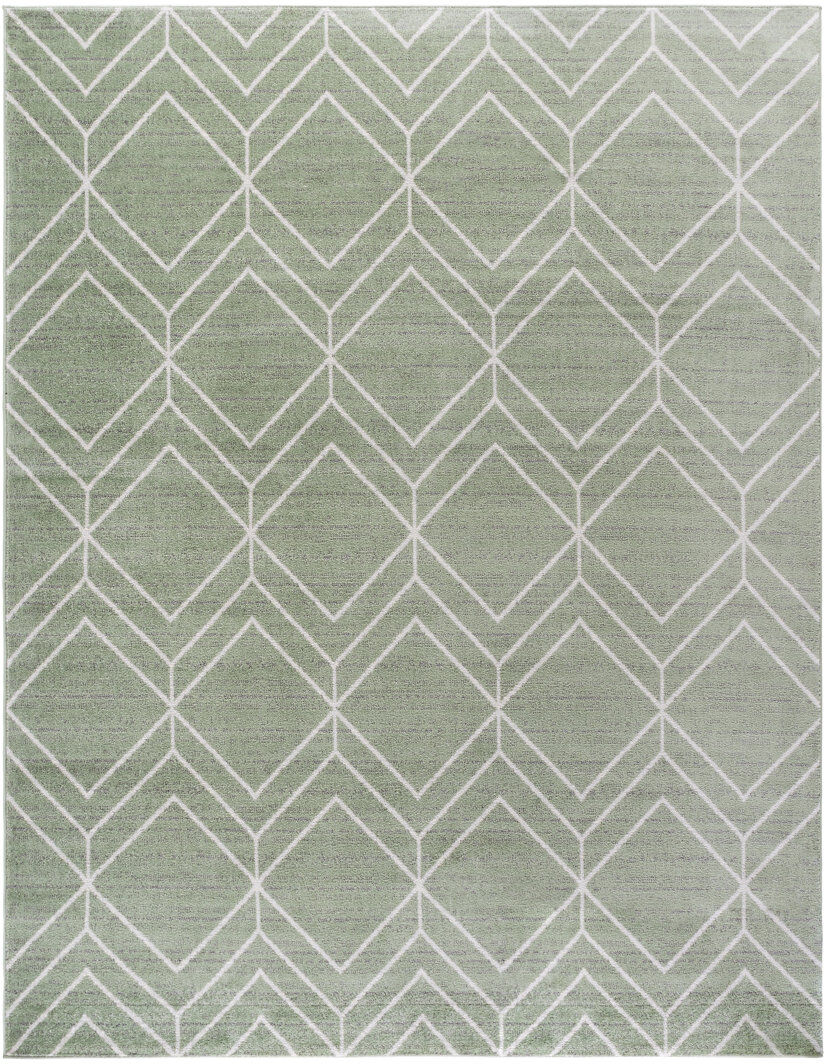 Corrigan Studio Geometric Area Rug Sage / Ivory Rectangle 235 x 305cm