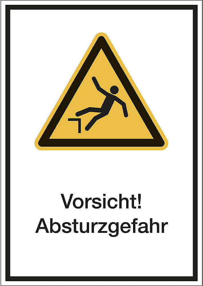 kaiserkraft Kombischilder mit Text für Warnkennzeichen, Vorsicht! Absturzgefahr, VE 10 Stk, Kunststoff, LxH 210 x 297 mm