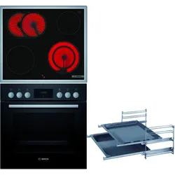 BOSCH Einbau-Herd-Set HEF113BA0 + HEZ438201 + NKN645GA2E Einbau-Herd, Elektro-Kochfeld, Teleskopauszug, 2-fach