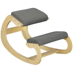 STILVORA Ergonomischer Kniestuhl Kniehocker 54x85x55 cm Grau Schaukeldesign für Homeoffice und Schreibtisch, Birkenholzrahmen, fördert Haltung und Bewegung