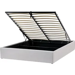 BETT mit Stauraum 140/200 cm Hellgrau Dinan