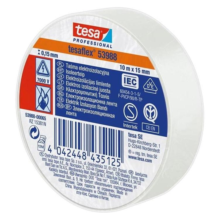 tesa Insulating tape Tesaflex 53988, white, 15 mm x 10 m (15 mm) (54033507)