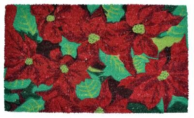 Imports Decor Poinsettia Coir Doormat - 18 x 30 x .5