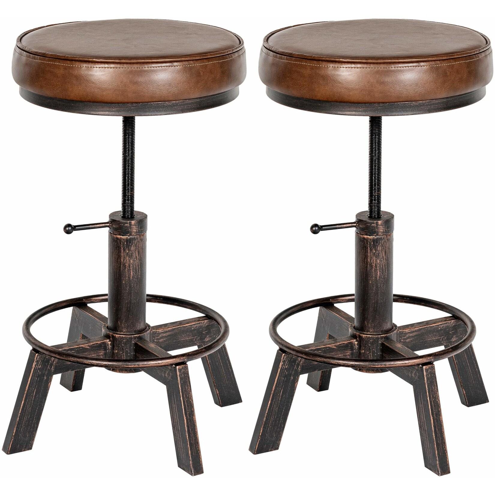 CLP 2er Set Sitzhocker Destin mit Kunstlederbezug I Hocker im Industrial Design I gepolstert und höhenverstellbar