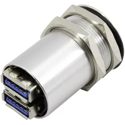 Tru Components USB A Doppeleinbaubuchse 3.0, Elektronikkabel + Stecker, Silber, Grau