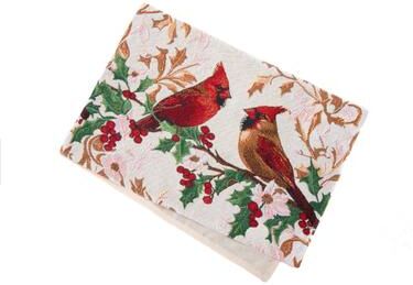 IH Casa Decor "Tapestry Table Runner Cardinals on Holly 36"""