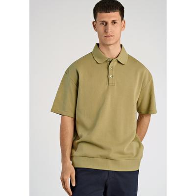 Poloshirt LINDBERGH "Poloshirt Oversize Fit", Herren, Gr. L, grün, Obermaterial: 85% Baumwolle, 15% Polyester, unifarben, oversize, Shirts