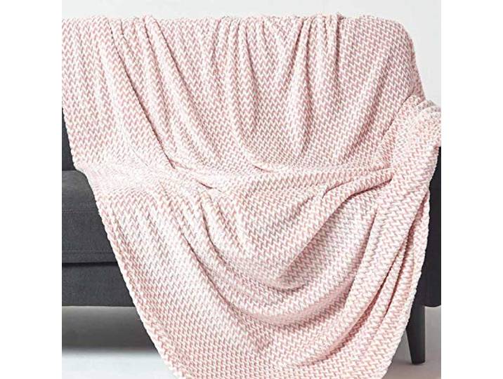 Homescapes Jacquard-Decke Mora, Samt-Tagesdecke rosa 160x200 cm, Wohndecke Gemustert, Kuscheldecke flauschig, Überwurf Sofa oder Bett