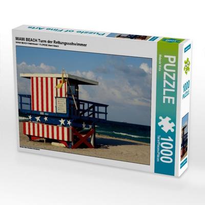 CALVENDO Puzzle MIAMI BEACH Turm der Rettungsschwimmer | 1000 Teile Lege-Größe 64x48cm Foto-Puzzle für glückliche Stunden