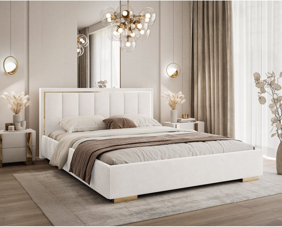 Arte-N Furniture Ltd Upholstered Ottoman Bed White Double (4'6)