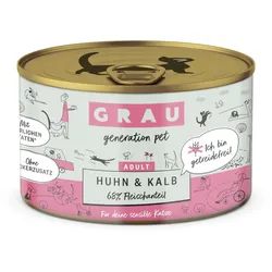 grau Katze 200 Gramm Katzennassfutter Sparpaket 12 x 200 Gramm Huhn & Kalb