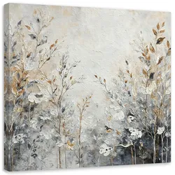 LEINWANDBILD Pflanzen abstrakte Botanik Golden 30x30cm