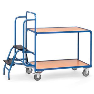 Fetra Kommissionierwagen 2105, 2 Etagen, 1000 x 600mm, mit 2 Trittstufen