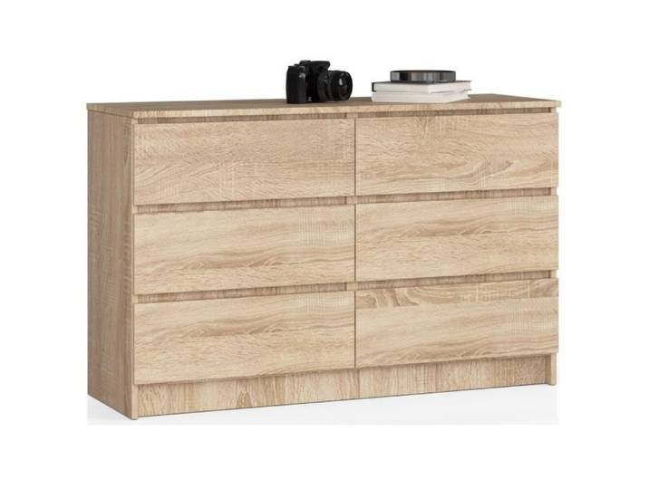 Commode AKORD K120 Chêne Sonoma 120 cm 6 tiroirs façade Chêne Sonoma 120x40x77 cm