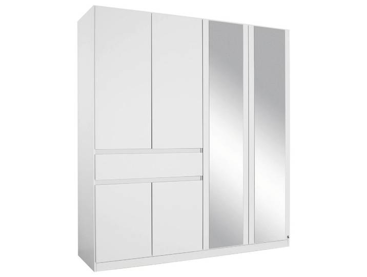 Drehtürenschrank mit Spiegel grifflos 181cm Tübingen, Weiß