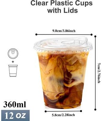 The Handy Homestead Premium Clear Plastic Cups With Lids Disposable Smoothie & Iced Coffee Cups 12oz