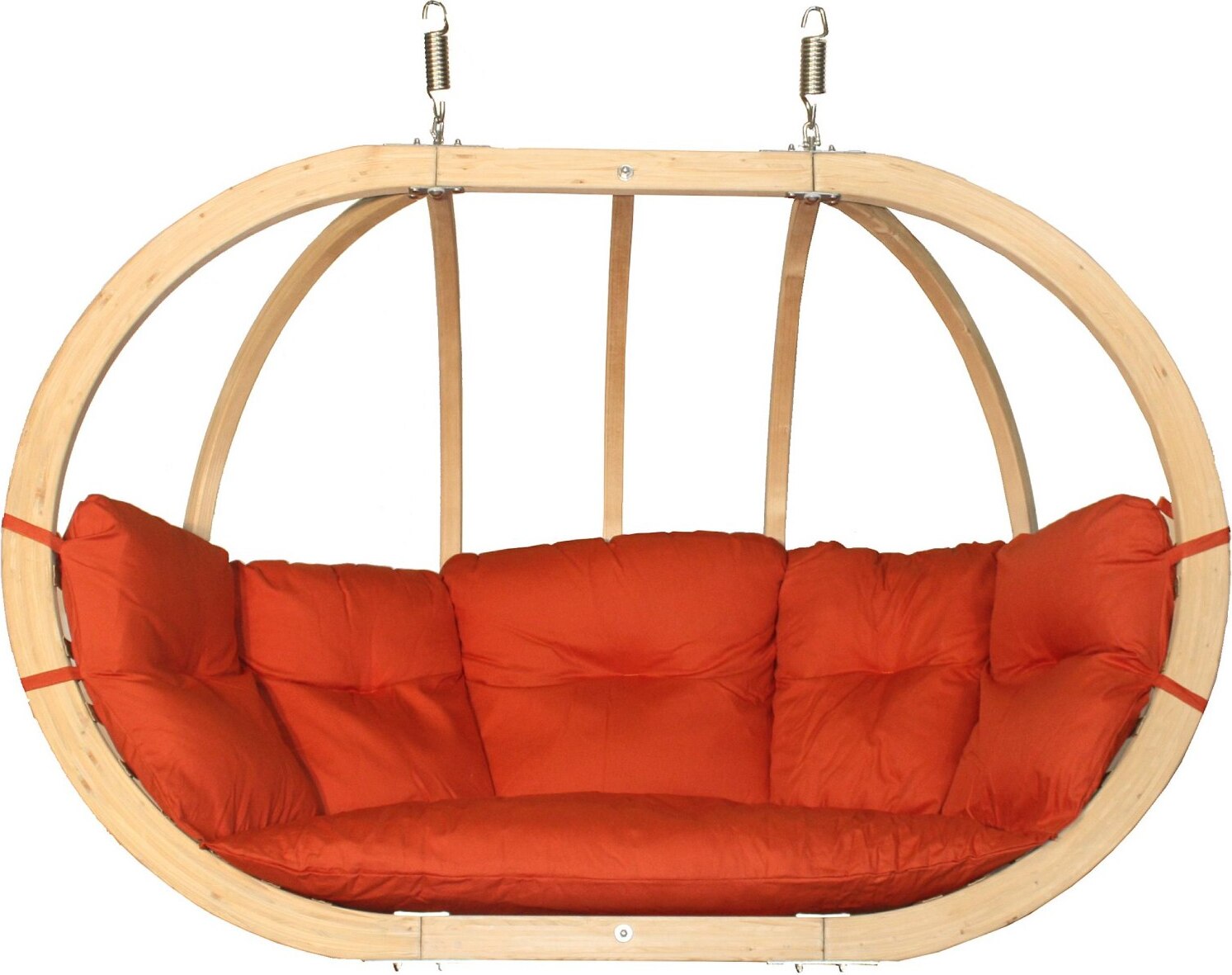 KONSIMO Hölzerner Hängesessel für zwei Personen "CALLISTO", rot, Hölz, Modern Design, 175x120x82 cm