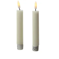 441 LED Stabkerzen Tafelkerzen Dinner Spitzkerzen rustikal 16cm creme 2Stück
